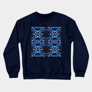 Pattern of Blue and White Metal Waves Crewneck Sweatshirt